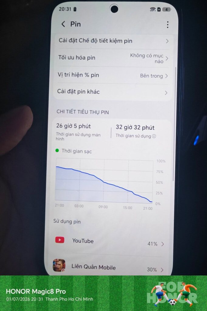 Trải nghiệm pin HONOR X80 Pro Max khi sử dụng Wi‑Fi