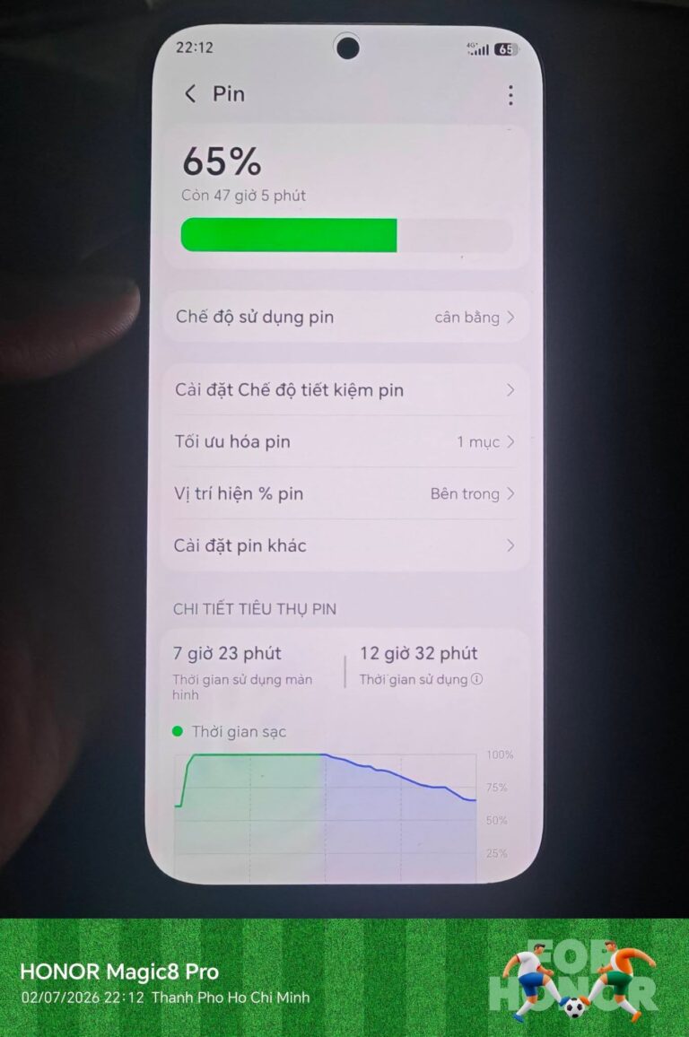 Thời lượng pin HONOR X80 Pro Max khi sử dụng hoàn toàn bằng 4G