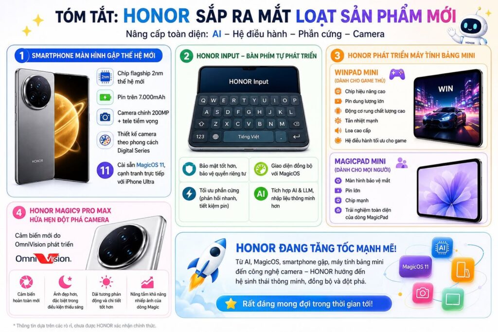 Loạt rò rỉ mới về điện thoại gập, tablet mini và camera HONOR