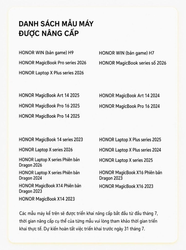 Laptop HONOR tiếp tục được cập nhật AI và MagicVision